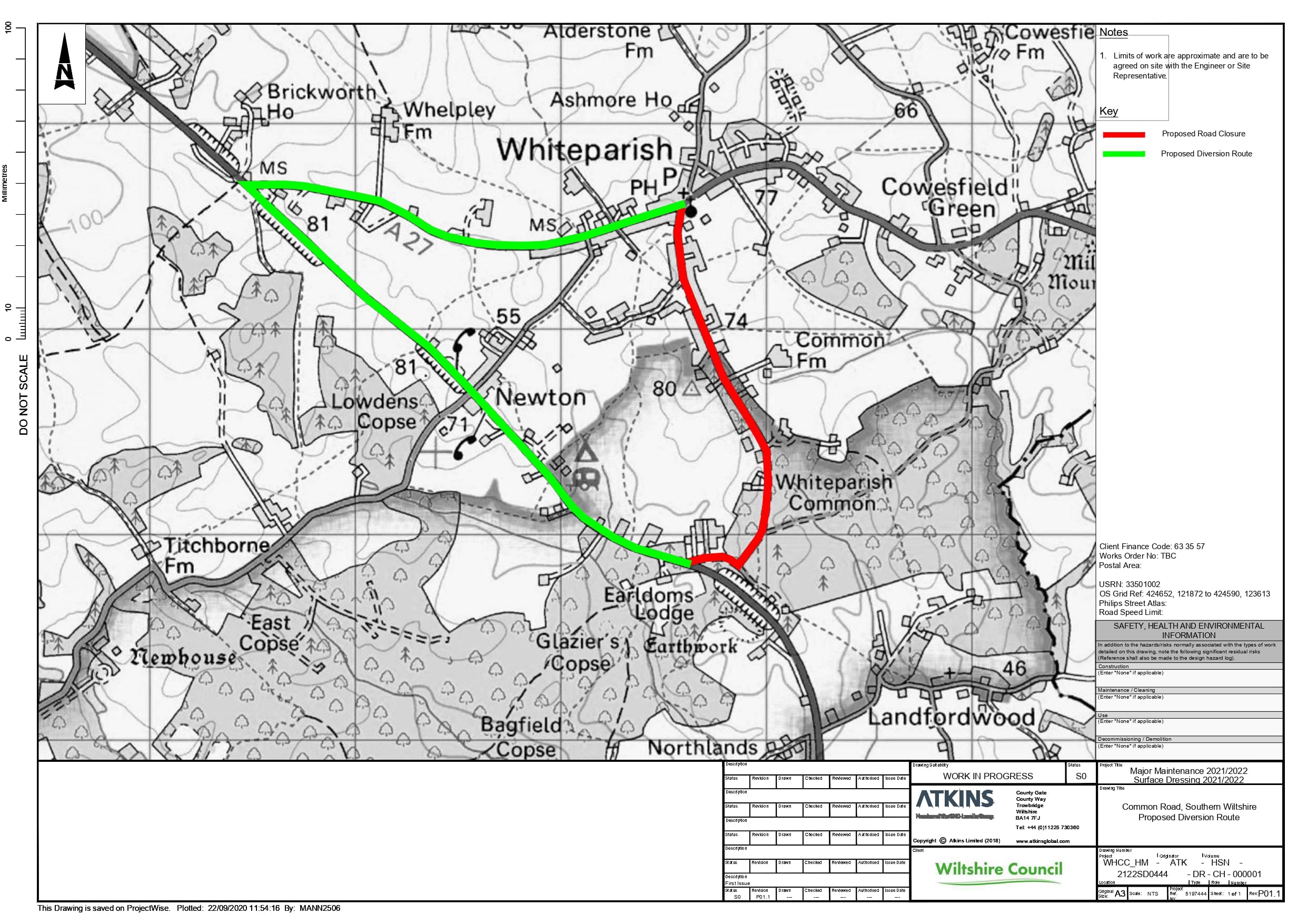 Map of common Road closure - click to download pdf